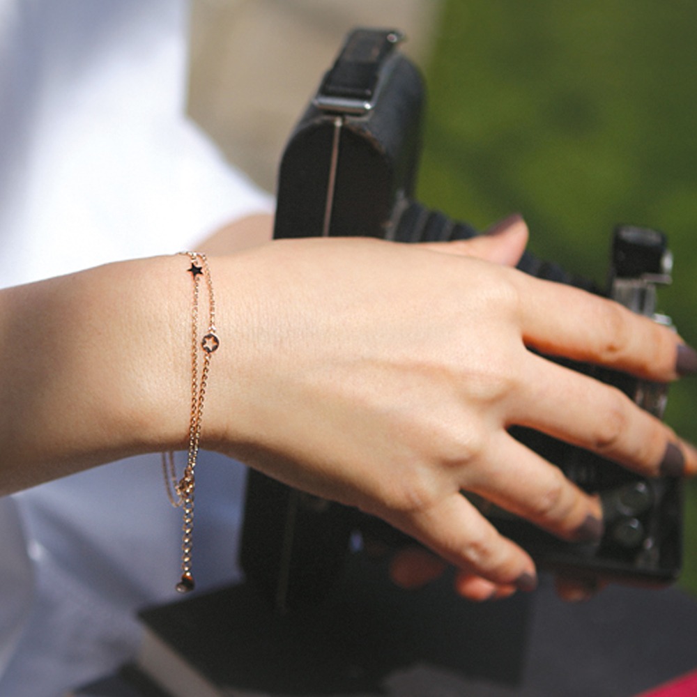a two-star chain bracelet 14K,18K 별 두줄 체인 팔찌